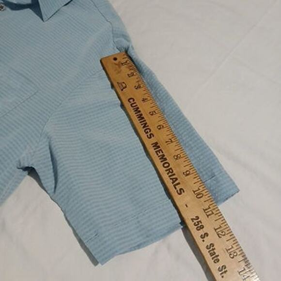 Brandini Men's Medium Powder Blue HSort-Sleeved Button-Up Shirt Seersucker - Picture 7 of 14